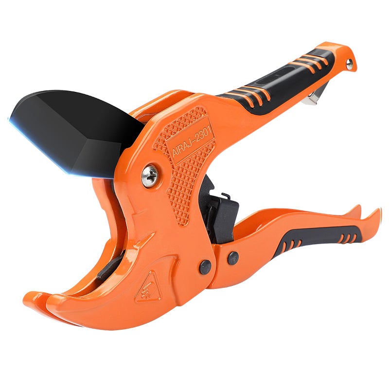 AIRAJ- PVC Pipe Cutter | Cuts up to 1-3/4" (1.75'') | Ratcheting PVC Cutter Tool | PEX Pipe Cutter | V Shaped SK5 Steel Blade | Suitable for PVC/CPVC/PP/PEX/PE Plastic Pipe Cutters - Image 1